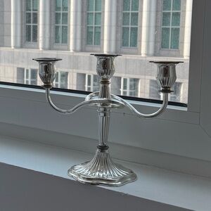 Silver 3-Arm Candelabra Candle Holder - Elegant Home Accent